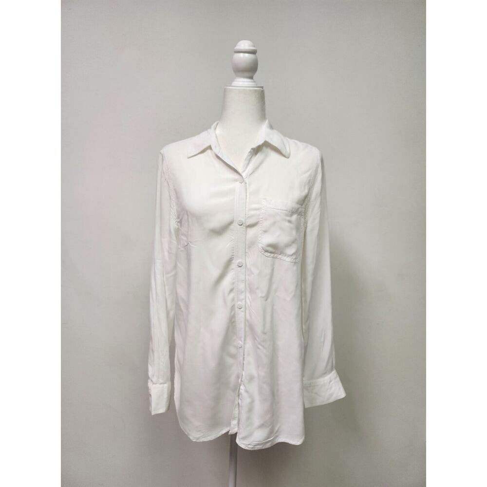 LOLA RIVER NYC Ecovero Women's Top Shirt Long Sleeve Collared White Size S